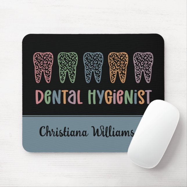 Personalised Dental Hygienist Leopard Print teeth Mouse Pad (With Mouse)