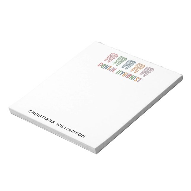 Personalised Dental Hygienist Leopard Print teeth Notepad (Rotated)