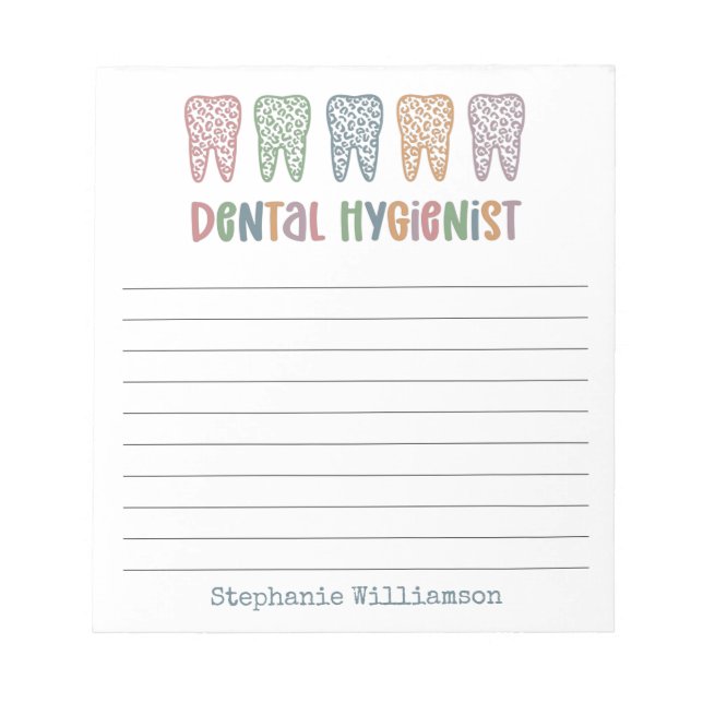 Personalised Dental Hygienist | RDH Dentist Cute Notepad (Front)
