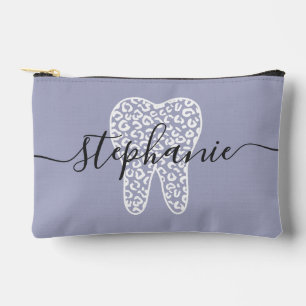 Personalised Dental Squad Leopard Print Tooth Accessory Pouch