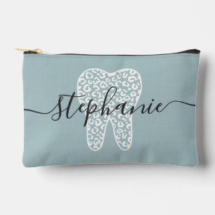 Personalised Dental Squad Leopard Print Tooth Accessory Pouch