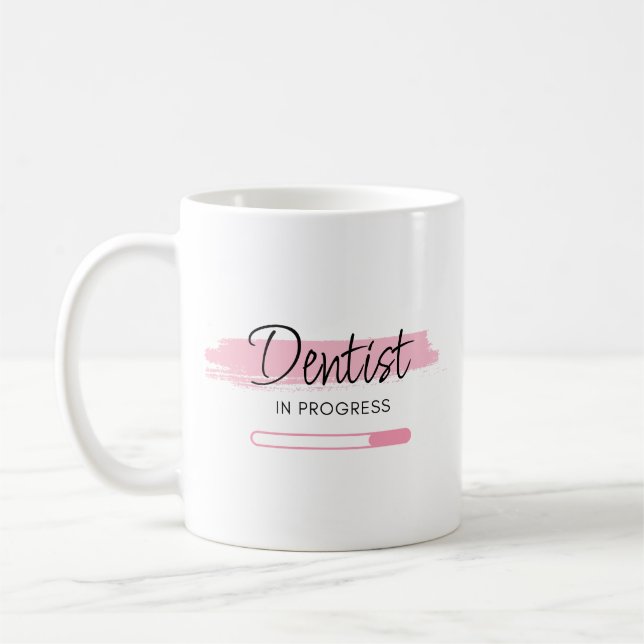 Personalised Dentist In Progress–Pink Brushstroke Coffee Mug (Left)