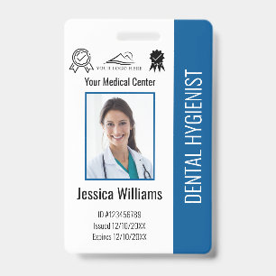 Personalised Dentist Office Logo Photo ID Blue Badge