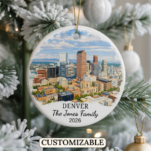 Personalised Denver Ornament, Custom Colorado Ceramic Ornament