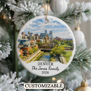 Personalised Denver Ornament, Custom Colorado Ceramic Ornament