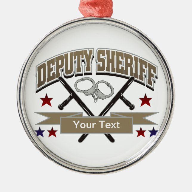 Personalised Deputy Sheriff Metal Tree Decoration (Front)