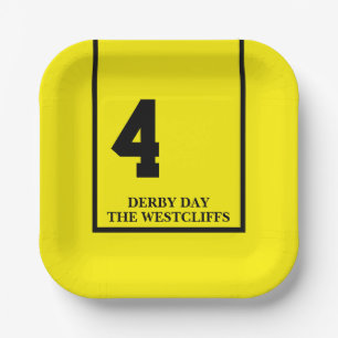 Personalised Derby Party Horse 4 Yellow Paper Plate