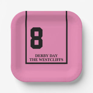 Personalised Derby Party Horse 8 Pink Paper Plate