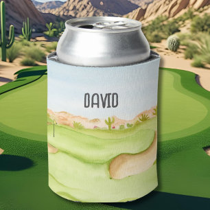 Personalised Desert Golf Course Watercolor Can Cooler