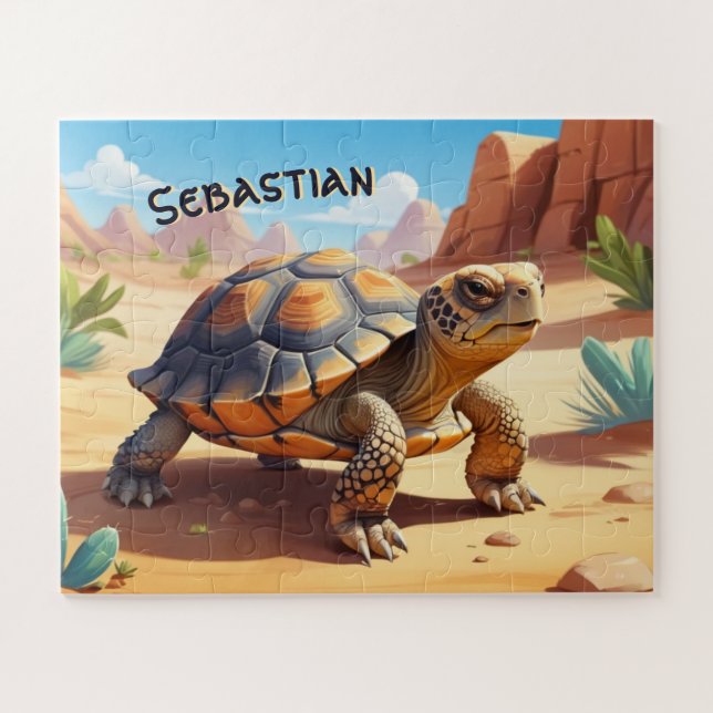 Personalised Desert Tortoise Kids Jigsaw Puzzle (Horizontal)