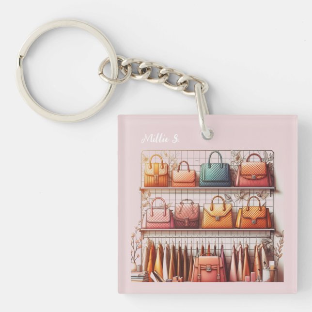 Personalised Designer Boutique Handbags Key Ring (Front)