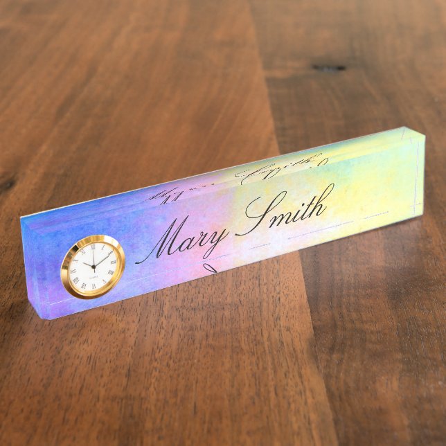 Personalised Desk Name Plate Watercolor Background (Side)