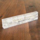 Personalised Desk NAME Plate White GREY MARBLE