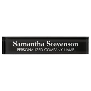 Personalised desk name plate with company title