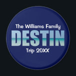 Personalised Destin Beach Trip Cool Blue Magnet<br><div class="desc">These cool custom Destin Florida magnets feature your personalised group name for a family reunion or trip to the Emerald Coast. The letters of the word DESTIN are filled with beautiful ocean photography for your vacation.</div>