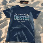 Personalised Destin Beach Trip Matching Family T-Shirt<br><div class="desc">These cool custom Destin Florida t-shirts feature your personalised group name for a family reunion or trip to the Emerald Coast. The letters of the word DESTIN are filled with beautiful ocean photography for your vacation tees.</div>