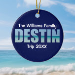 Personalised Destin Beach Trip Photo on Back Ceramic Ornament<br><div class="desc">These cool custom Destin Florida Christmas ornament with your vacation photo on the back feature your personalised group name for a family reunion or trip to the Emerald Coast. The letters of the word DESTIN are filled with beautiful ocean photography.</div>