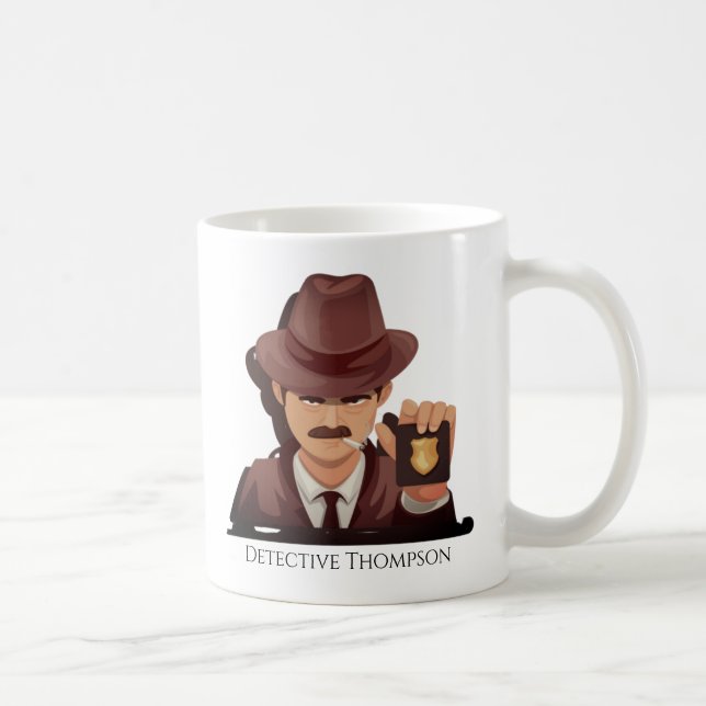 Personalised Detective with Badge Coffee Mug (Right)