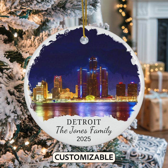 Personalised Detroit Ornament, Michigan State Ceramic Ornament (Creator Uploaded)