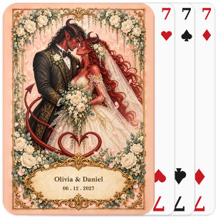Personalised Devil Bride and Groom Wedding Favour Playing Cards