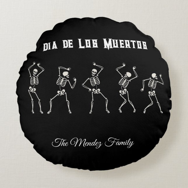 Personalised Dia De Los Muertos  Round Cushion (Front)