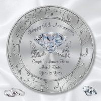 Personalised Diamond 60th Anniversary Paper Plates