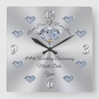 Personalised Diamond Anniversary Clock, CHRISTIAN