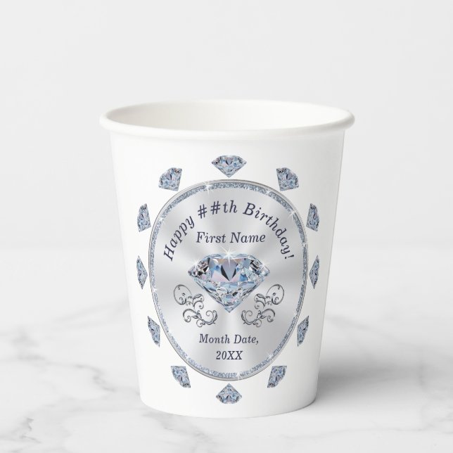 Personalised, Diamond, Birthday Cups for Adults (Back)