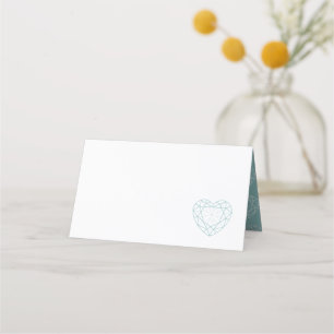 Personalised diamond heart place guest place card