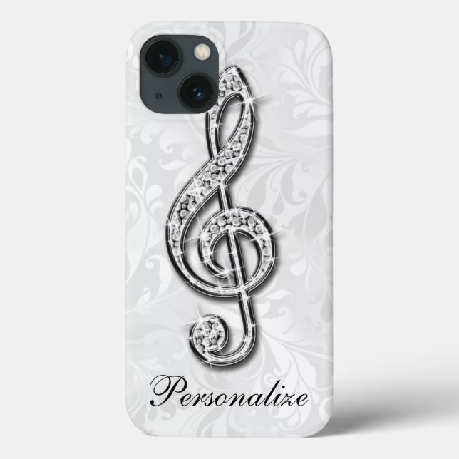 Personalised Diamond Music Note Floral Damask Case-Mate iPhone Case (Back)
