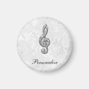 Personalised Diamond Music Note Floral Damask Magnet