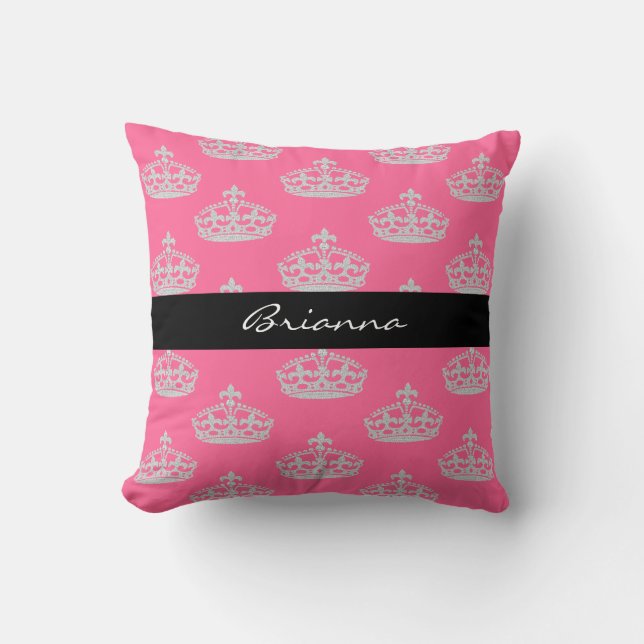 Personalised Diamond Princess Crown Throw Pillow (Front)