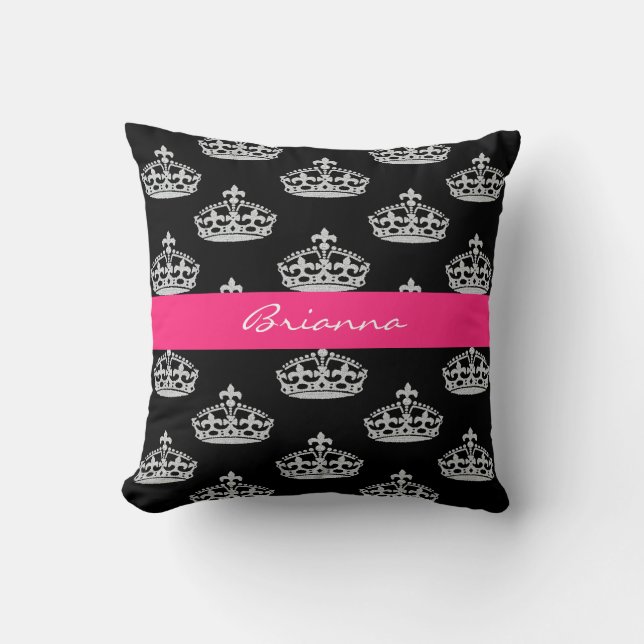 Personalised Diamond Princess Crown Throw Pillow (Front)