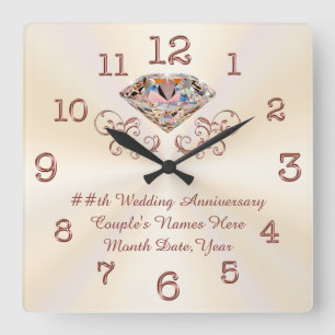Personalised Diamond, Rose Gold Anniversary Clock