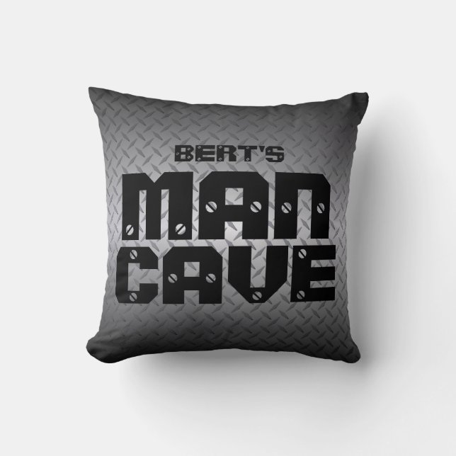 Personalised Diamondplate Man Cave Pillows (Front)