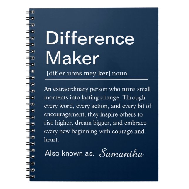Personalised Difference Maker Definition Notebook (Front)