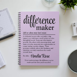 Personalised Difference Maker Definition Thank You Notebook