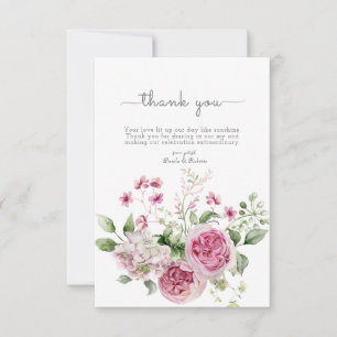 Personalised Digital Vintage Peony Floral Wedding  Thank You Card