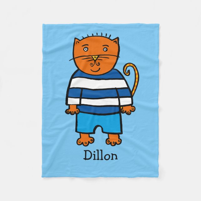 Personalised Dillon the Cat Fleece Blanket (Front)