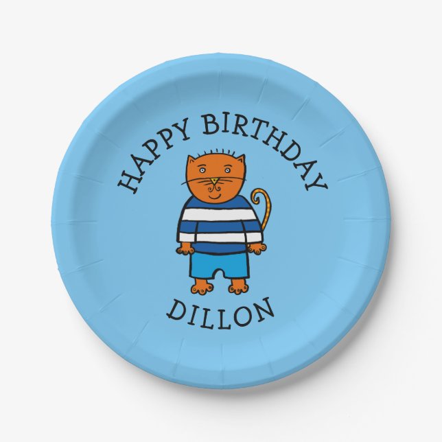 Personalised Dillon the Cat Paper Plate (Front)