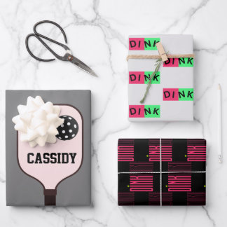 Personalised dink pink pickleball wrapping paper