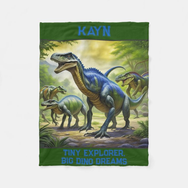 Personalised Dino Jungle Adventure Blanket (Front)