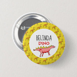 Personalised Dino Name, Dinosaur 6 Cm Round Badge