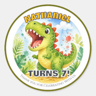 Personalised Dinosaur 2 Birthday Classic Round Sticker