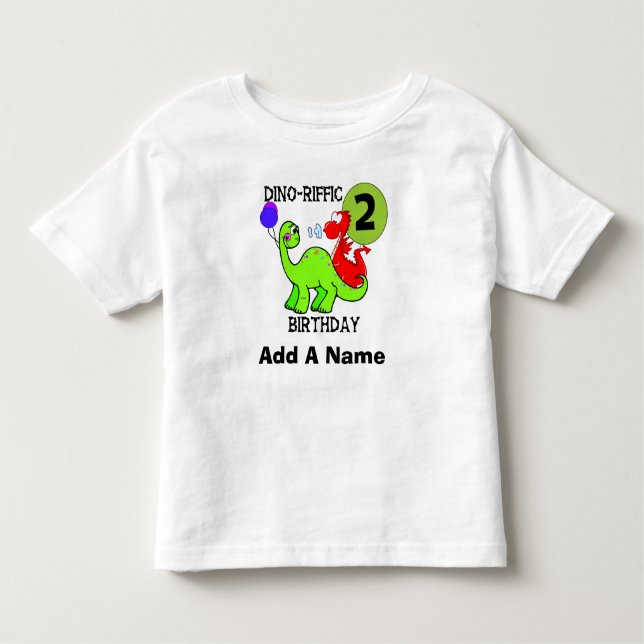 Personalised Dinosaur 2nd Birthday Tshirt (Front)