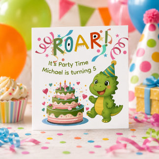 Personalised Dinosaur 5th Birthday Invitation