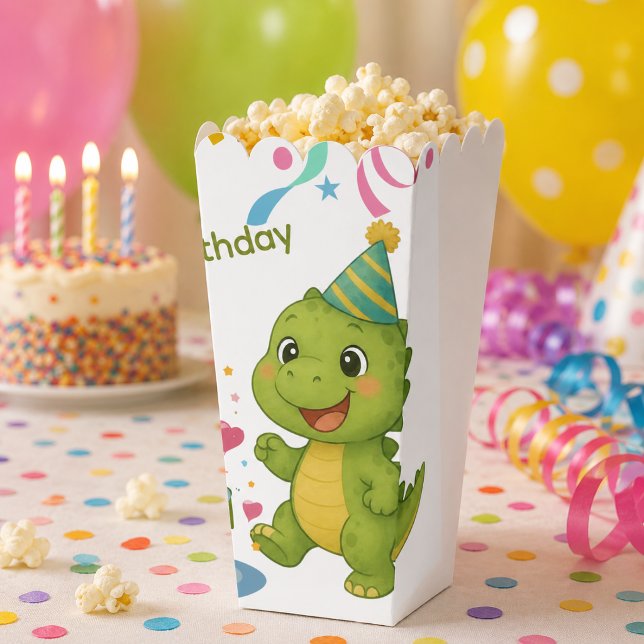 Personalised Dinosaur 5th Birthday Popcorn Box (Creator Uploaded)