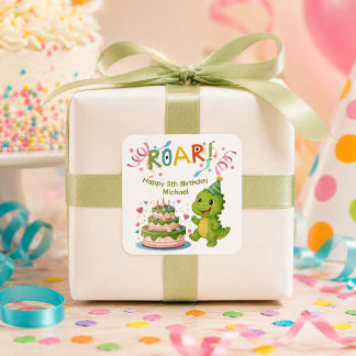 Personalised Dinosaur 5th Birthday Sticker