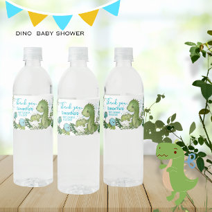 Personalised Dinosaur Baby Shower Water Bottle Label