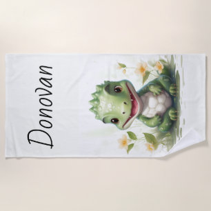 Personalised Dinosaur Beach Towel